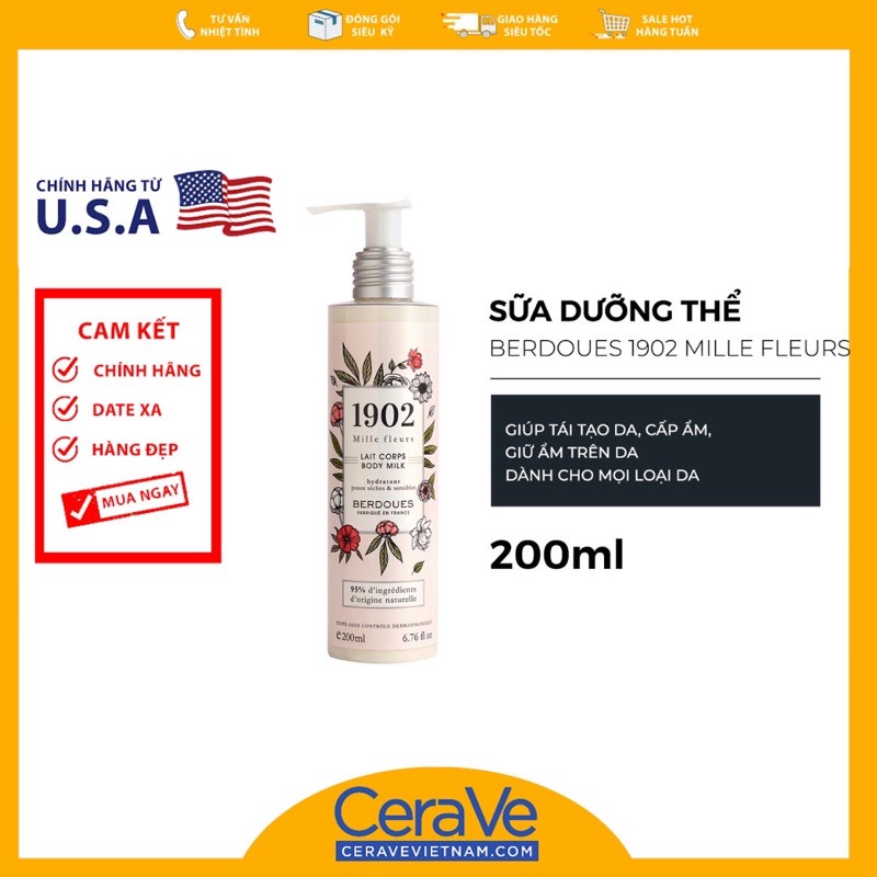 Sữa dưỡng thể berdoues 1902 mille fleurs 200ml