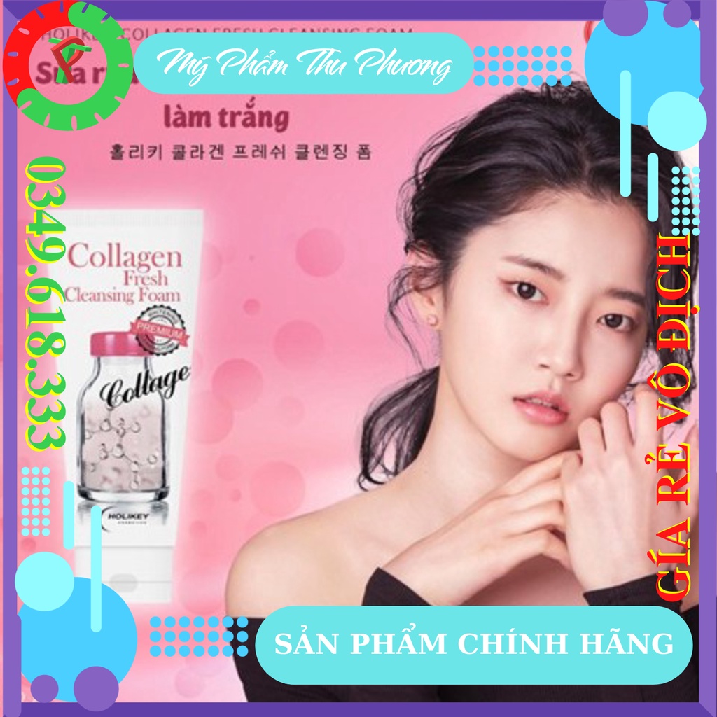 Sữa rửa mặt collagen làm trắng dành cho da dầu mụn ⚜️ mỹ phẩm hàn quốc chính hãng holikey collagen fresh cleansing foam