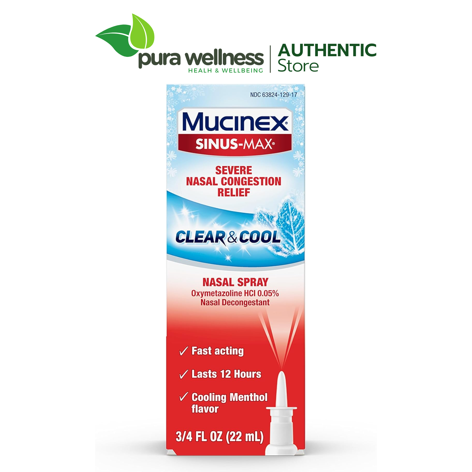Mucinex Sinus-Max Nasal Spray Decongestant Xịt mũi giảm dị ứng 22ml