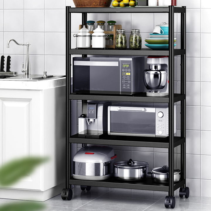 Kệ Để Đồ 5 tầng Có Bánh Xe Tiện Lợi, Kệ Để Đồ Nhà Bếp, Kệ Lò Vi Sóng, Kệ Lò Nướng, Kệ đồ da - Cao cấp, Sang trọng