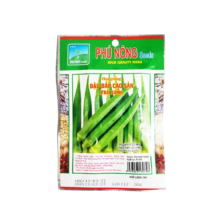 Hạt giống đậu bắp cao sản trái xanh Phú Nông gói 10g trồng quanh năm cây sinh trưởng mạnh