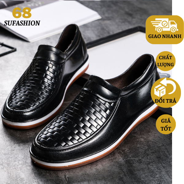 Giày Lười Đi Mưa Nam Chống Nước Chất Liệu Cao Su Mềm Dẻo Siêu Bền Thoáng Khí Thời Trang