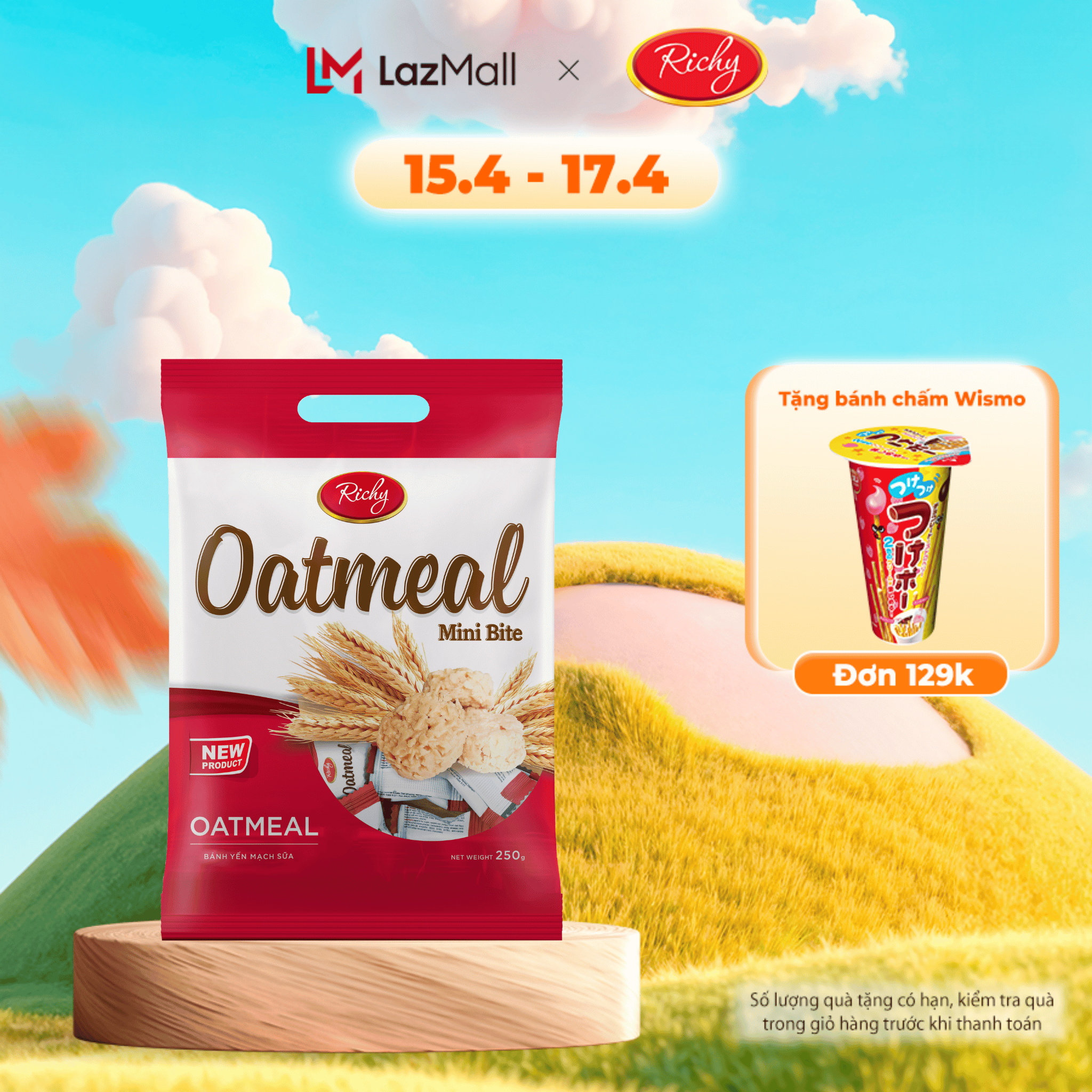 Bánh Yến mạch Richy túi 250g ít ngọt, giữ dáng - được yêu thích tại Hàn Quốc