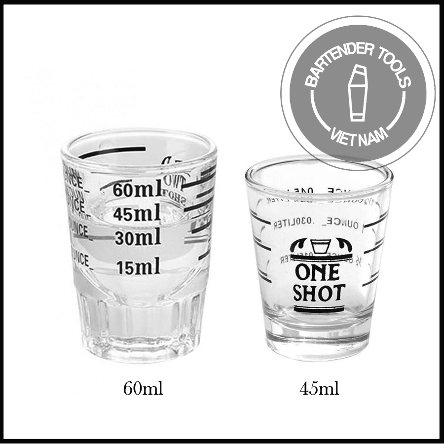 Ly thủy tinh đong định lượng Espresso 45ml,  60ml vạch chia màu đen (Espresso Glass)