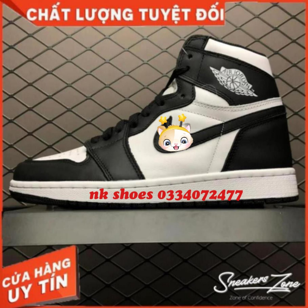 Giày jodan đen trắng cao cổ full box và bill ¹
