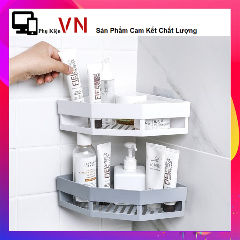 Kệ góc treo tường nhà tắm bằng nhựa chắc chắn - kệ treo tường nhà bếp dán tường chịu lực - kệ góc nhựa - giá đỡ nhựa treo dán góc tường siêu chắc - kệ nhựa dán góc siêu bền