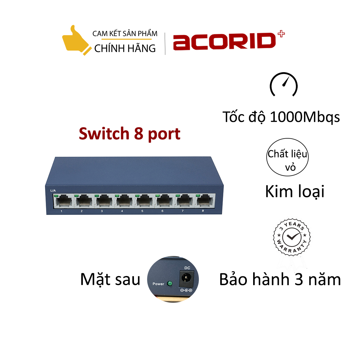 Bộ chia mạng 8 cổng RJ45 10 100 1000Mbqs Acorid LS8GT Ethernet Network