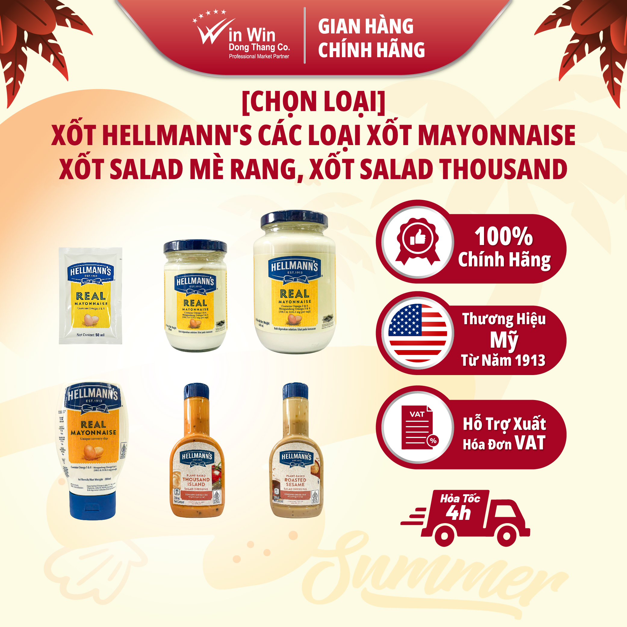 [CHỌN LOẠI] Xốt Hellmann's các loại Xốt Mayonnaise, Xốt Salad Mè Rang, Xốt Salad Thousand - Nhập Khẩu Mỹ
