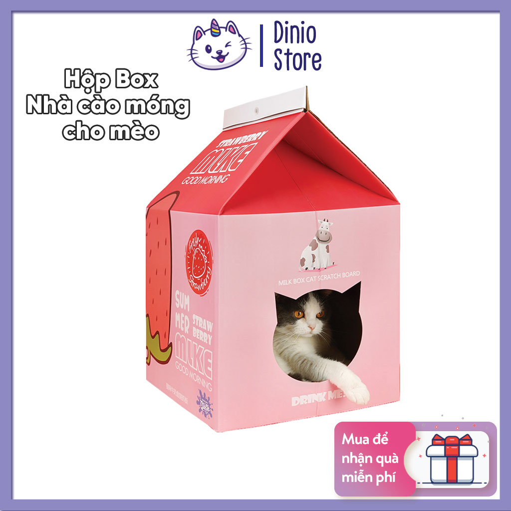 Bàn cào móng cho mèo Diniopet Nhà cào móng cho mèo hình hộp sữa