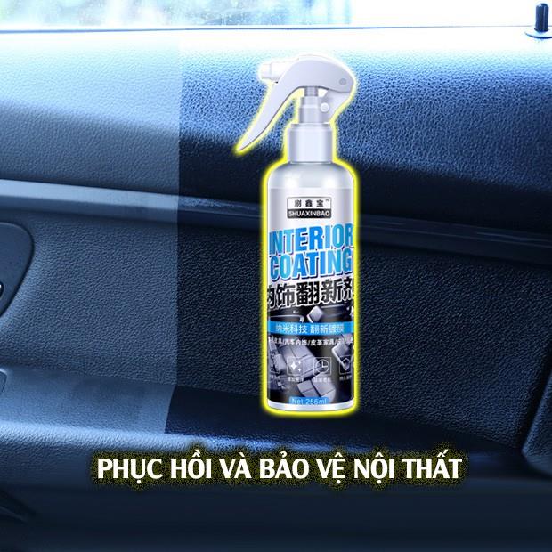 Chai Xịt Phục Hồi Dưỡng Bóng Nội Thất (Nhựa Da) Ô Tô Xe Hơi Shuaxinbao Interior Coating (256ml) HOT SALE