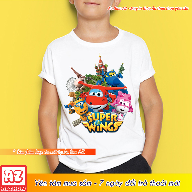 Áo thun hoạt hình trẻ em Đội bay siêu đẳng Super Wings - Áo phông bé trai bé gái M2665