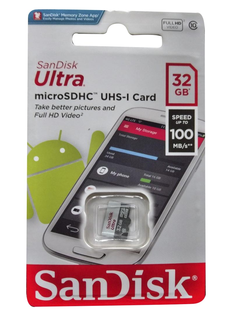 Thẻ nhớ MicroSDHC SanDisk Ultra 32GB 100MB/s classs 10 hàng mới bảo hành 1 năm 1 đổi 1 PKCN68