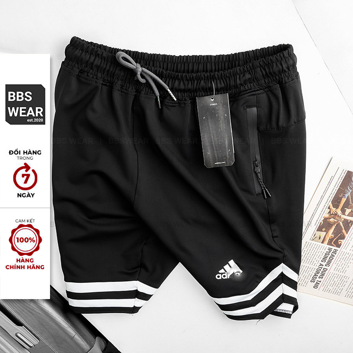 Quần Thể Thao Nam Phối Hai Sọc Ngang BBS WEAR - Quần Đùi Bóng Rổ Có Khóa Chất Liệu Thun Poly Co Dãn Thoáng Mát GY08
