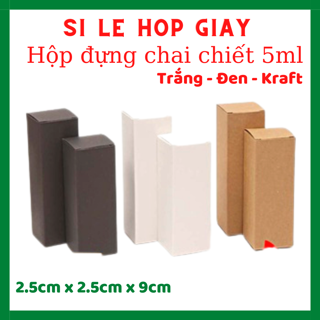 Combo hộp giấy đựng 5ml chai lọ chiết nước hoa thủy tinh vuông và tròn 5ml