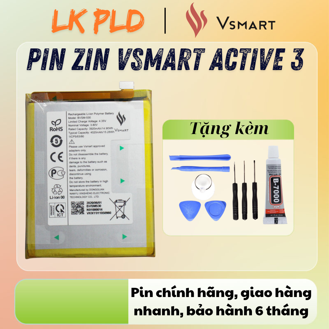 Pin vsmart active 3 zin chính hãng vsmart sản xuất, dung lượng 4000mah, mã pin bvsm-430, pin new zin hãng