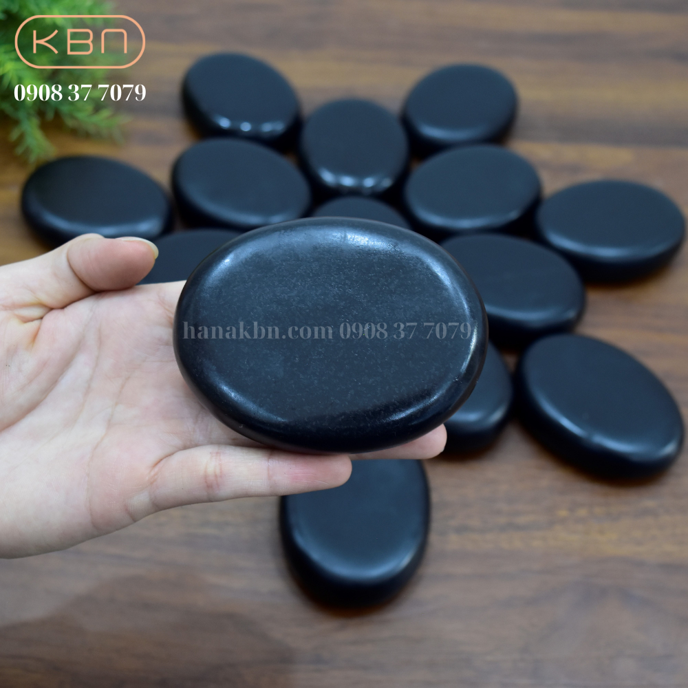 10 viên đá nóng tròn, oval giữ nóng lâu - 8x8, 6x8cm - đá nóng núi lửa bazan massage spa