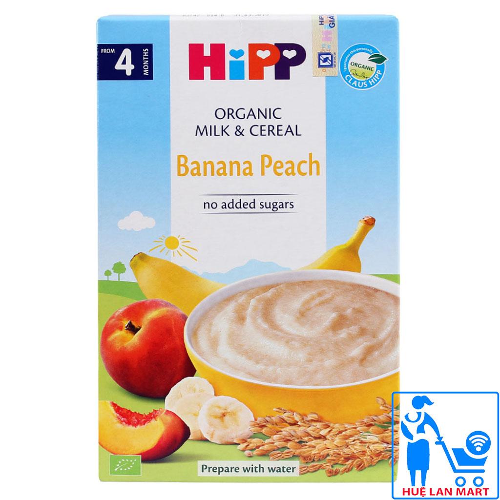 Bột Ăn Dặm Dinh Dưỡng HiPP Banana Peach Chuối, Đào Hộp 250g Cho trẻ từ 4