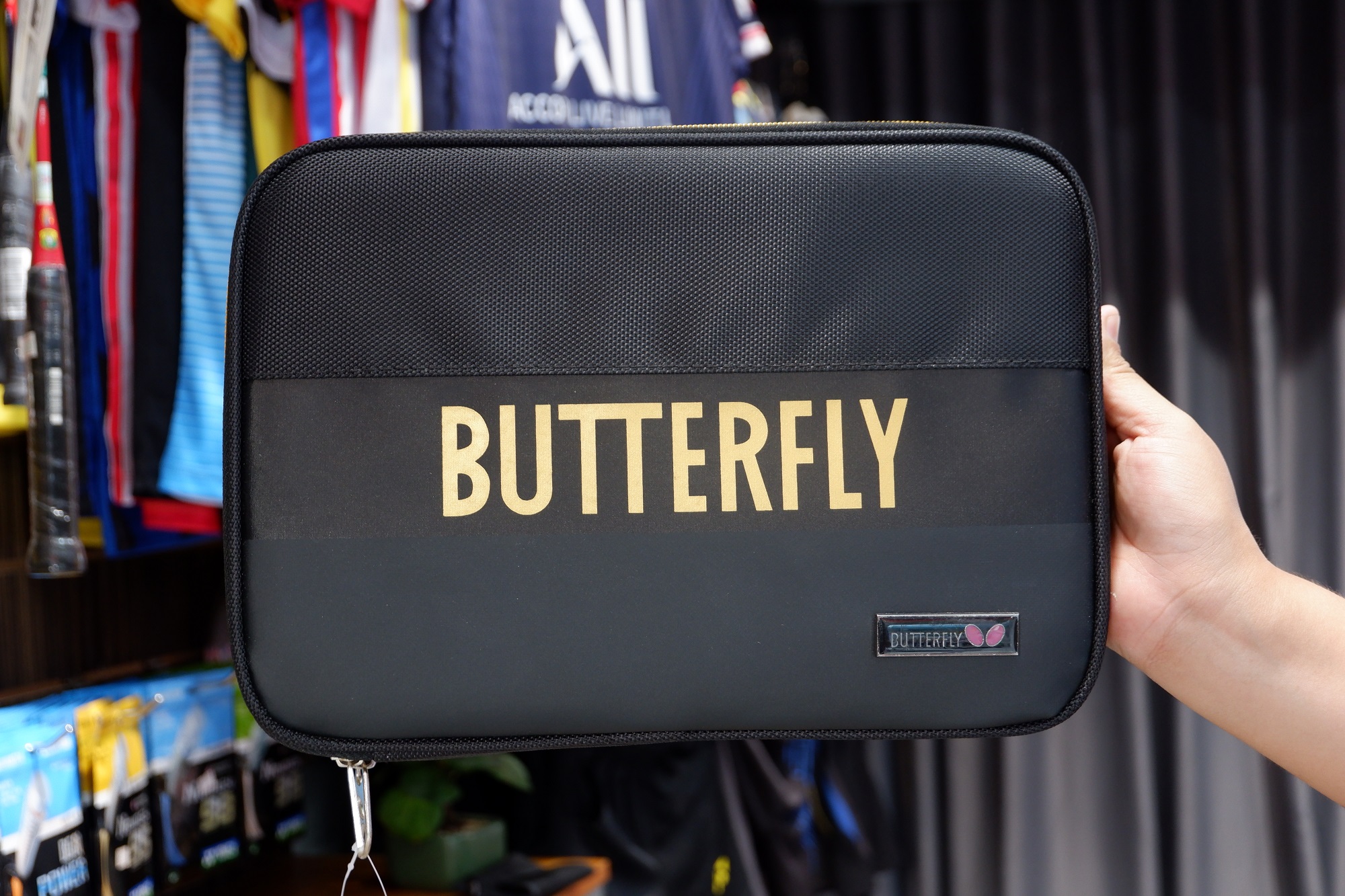 Bao vợt bóng bàn vuông butterfly 2 ngăn cao cấp - kèm 1 khung vợt nhựa bảo vệ 2 cây vợt