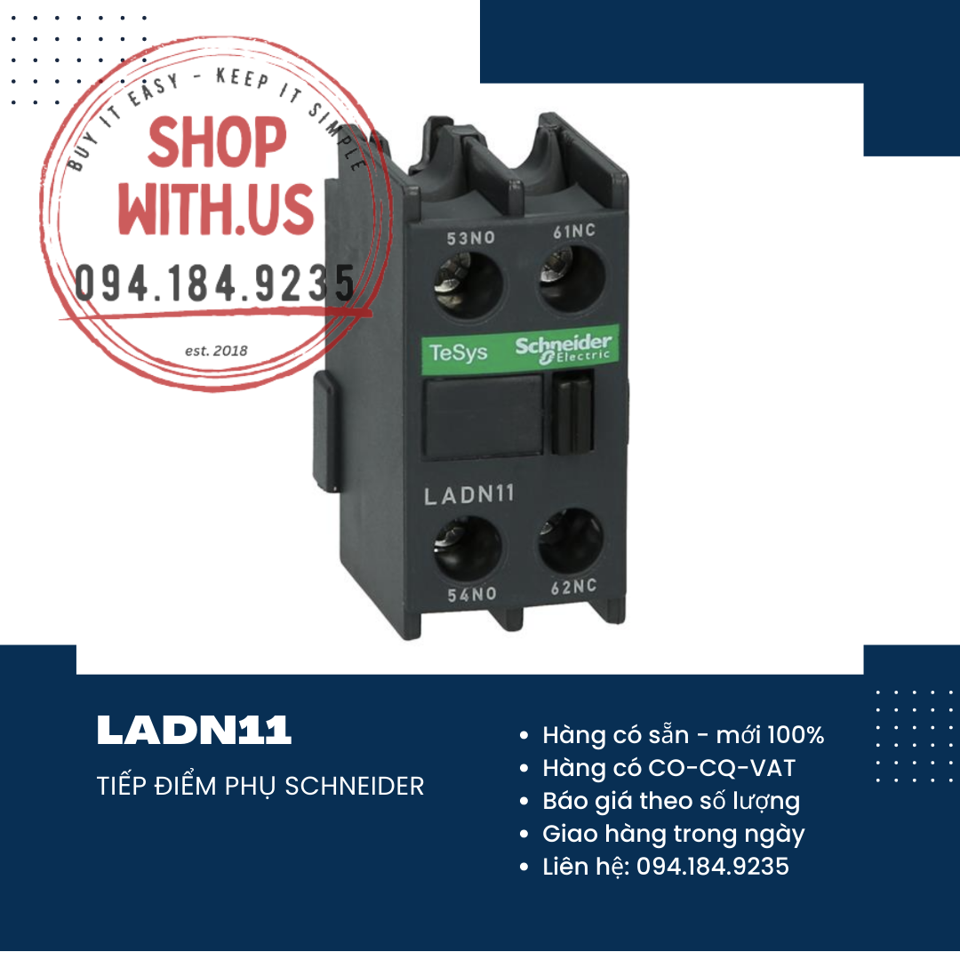 Tiếp điểm phụ schneider 1nc 1no - ladn11 - tiếp điểm phụ cài trên contactor lc1d - phụ kiện khởi động từ lc1d