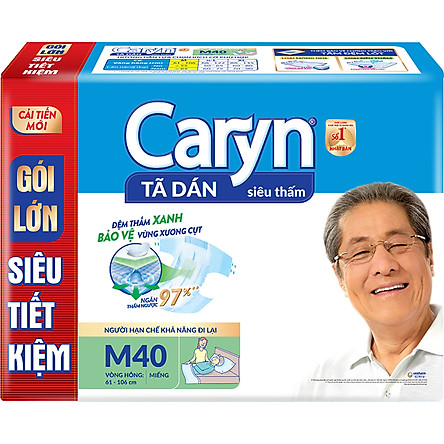 Tã Dán Siêu Thấm Caryn Gói Siêu Tiết Kiệm M40,ML40 (40 Miếng)