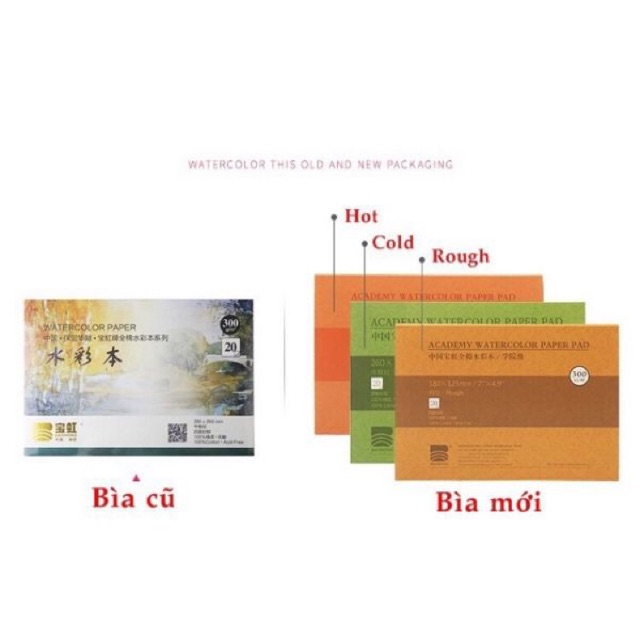 Sổ vẽ màu nước BaoHong vân hot/cold/rough