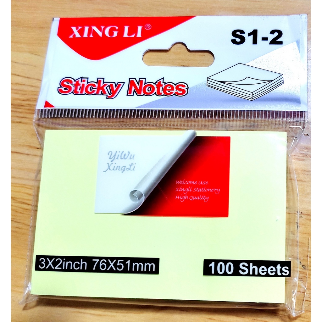 Xấp 100 tờ giấy note, giấy ghi chú vàng xing li 3x2