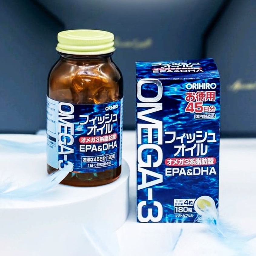 Viên uống dầu cá Omega 3 bổ mắt, bổ não Orihiro Nhật Bản - Lọ 180 viên