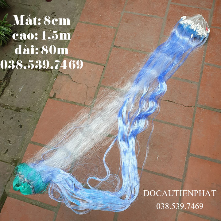 Lưới đánh cá thái lan cao 1m5 dài 80m mắt 7-8-9cm siêu nhậy cá