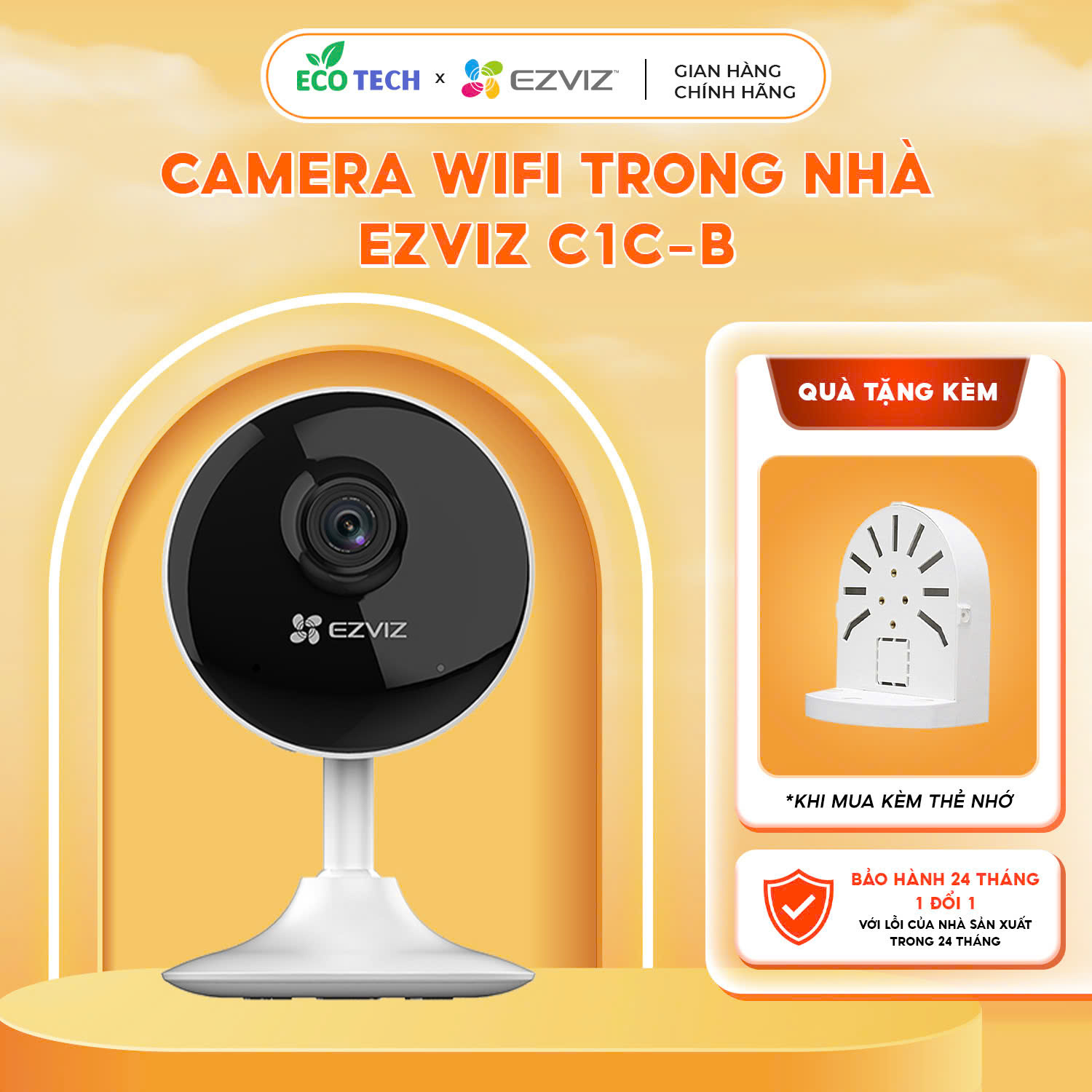 Camera ezviz trong nhà c1c-b 2mp hồng ngoại 10m, đàm thoại 2 chiều, phát hiện chuyển động