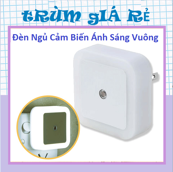 Đèn Ngủ Vuông Cảm Ứng Tự Động Tắt Mở - Đèn ngủ cảm biến tự động hình ô Vuông Sang Trọng
