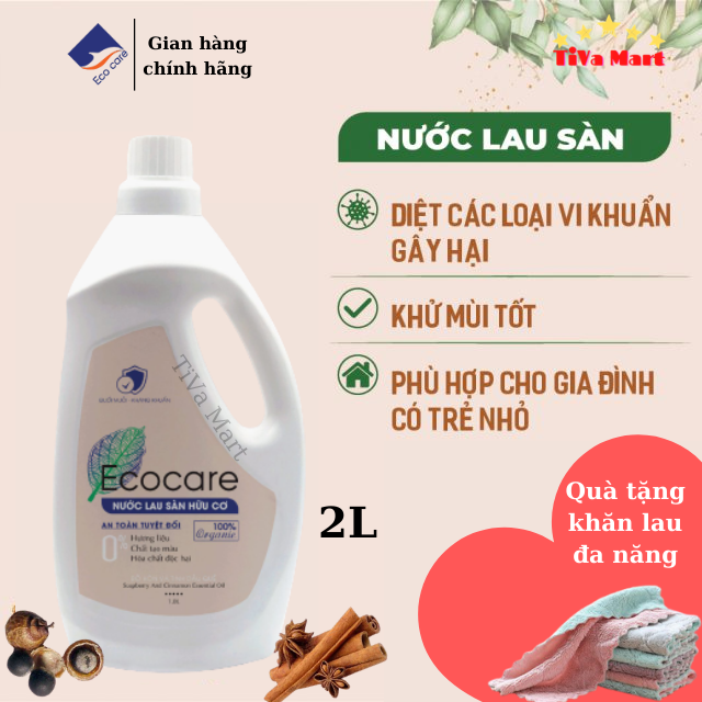 Nước lau sàn hữu cơ organic ecocare 2l tinh dầu quế, an toàn cho trẻ nhỏ - tiva mart