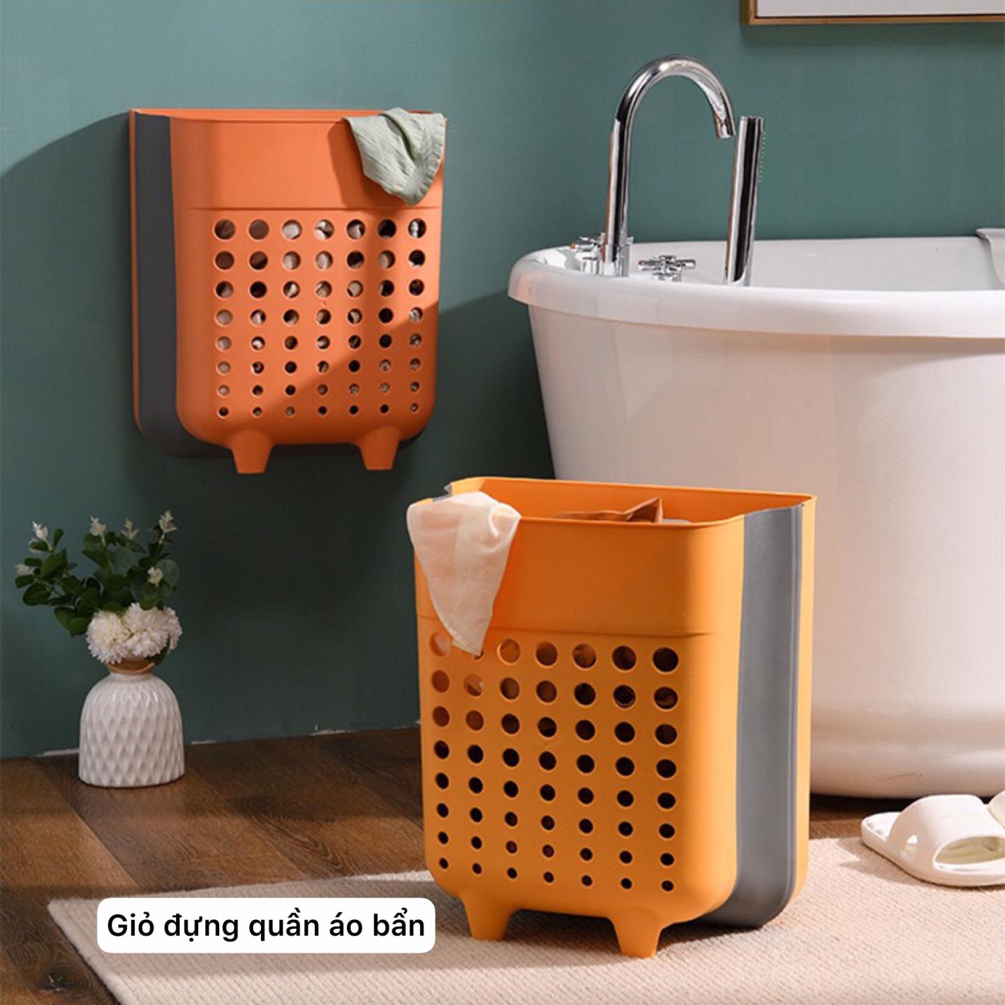 Giỏ nhựa đựng đồ giặt treo tường , giỏ đựng quần áo bẩn