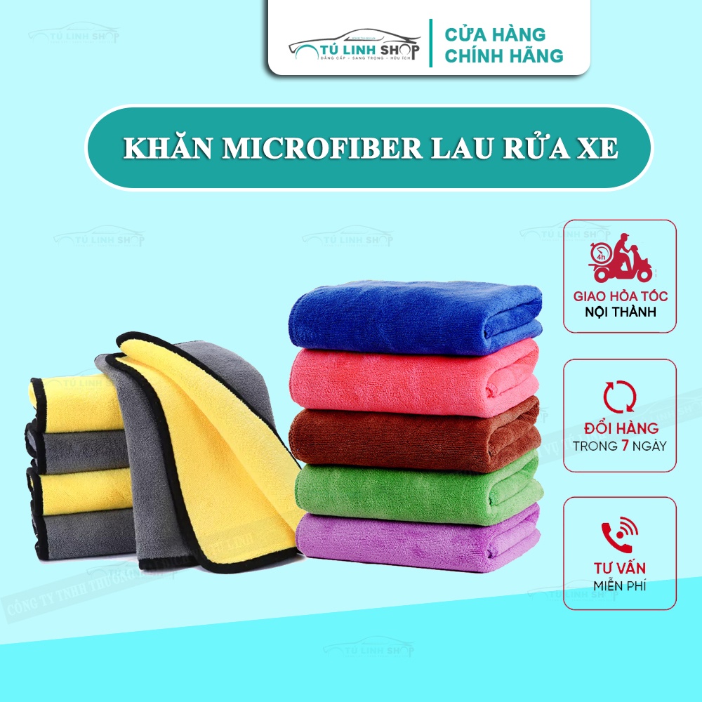 Khăn lau xe chuyên dụng Microfiber siêu thấm không bị sơ, rối