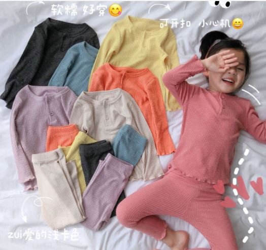 Đồ bộ cho bé dài tay TD006 - đồ bộ bé trai và đồ bộ bé gái vải thun tăm cho bé trai bé gái 7-17kg