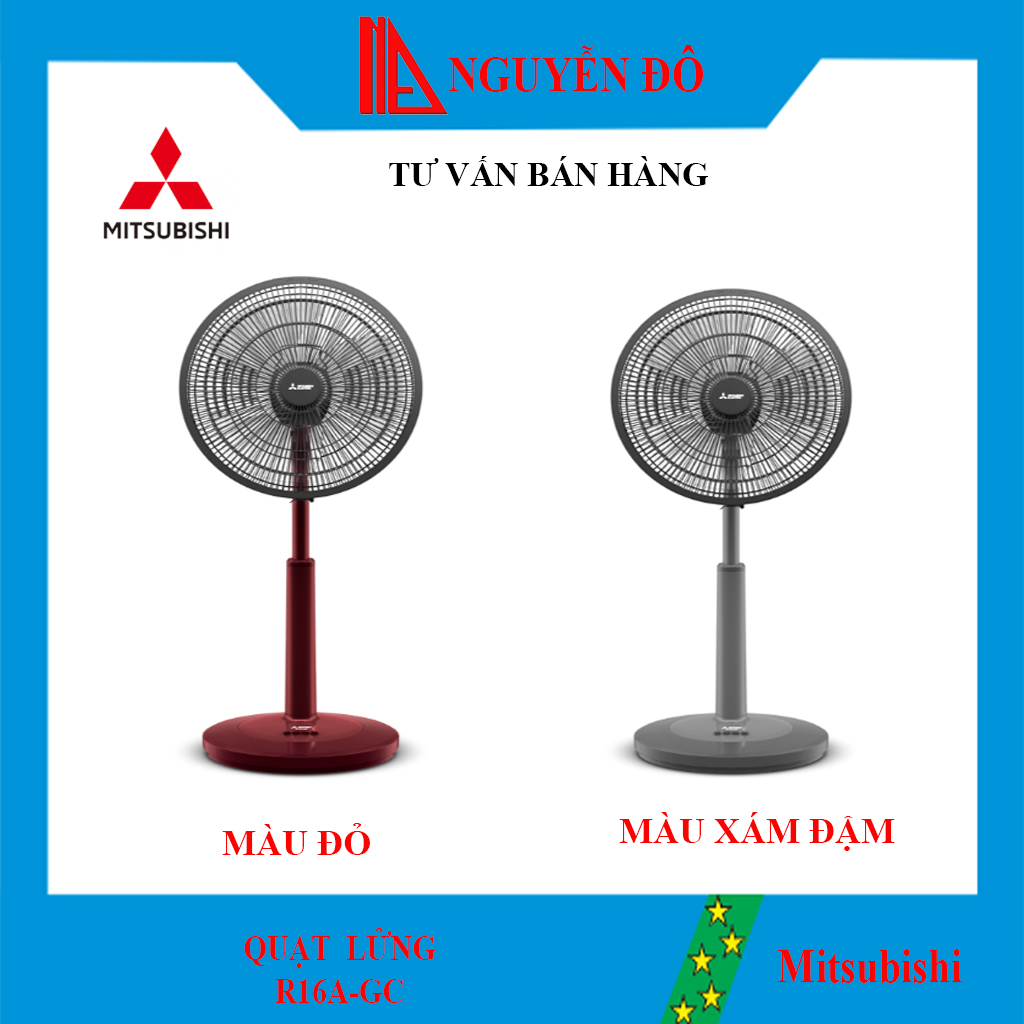Quạt lửng quạt cây Mitsubishi R16A-GC công suất 45W động cơ bạc đạn đường kính cánh quạt 40cm 3 cấp độ gió êm ái bền bỉ