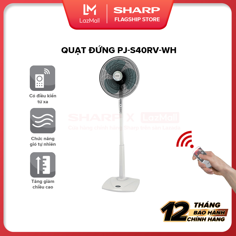 Quạt Đứng Sharp PJ-S40RV Sản xuất tại Malaysia - Điều khiển từ xa [Công Suất 50W, Áp Dụng Tiêu Chuẩn RoSH, Tăng Giảm Chiều Cao Linh Hoạt] - Hàng Chính Hãng Bảo Hành 12 tháng