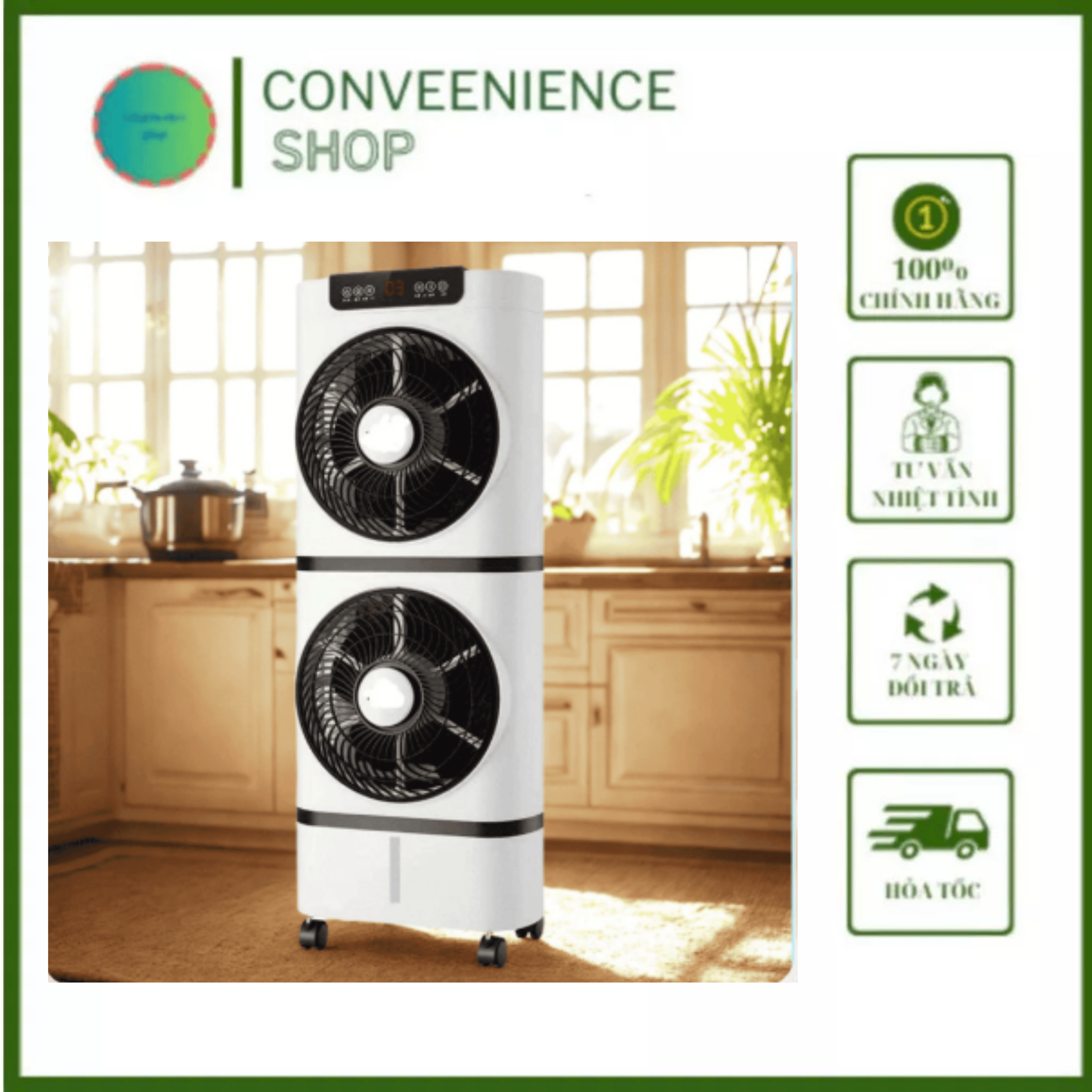 Quạt 2 Tầng Hơi Nước TINAWES- Dung Tích 8L- Giải Nhiệt Mùa Hè- Cao Cấp-Chính Hãng- Bảo Hành 12 Tháng-CONVEENIENCE Shop