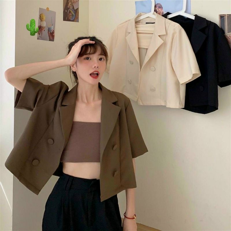 Áo Khoác Blazer Tay Ngắn Thời Trang Thanh Lịch Cho Nữ