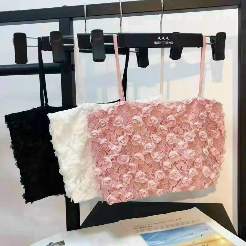 Áo ống hoa nổi qc xin có mút ngực 3 màu, áo bara ren hoa