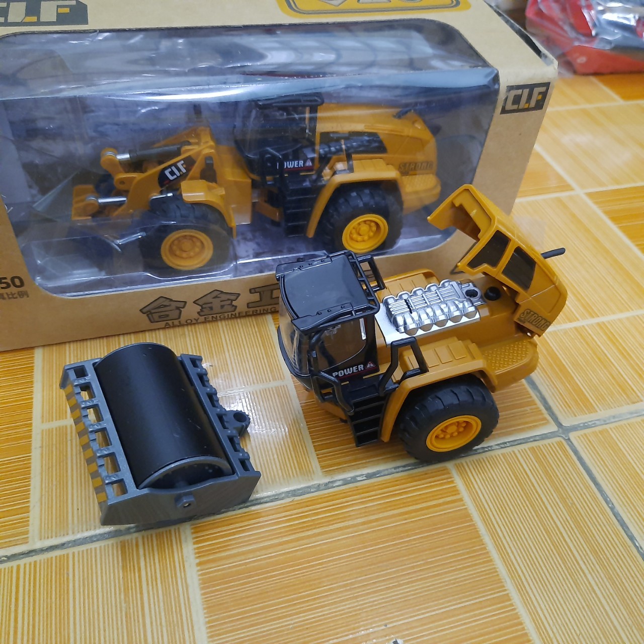 Đồ chơi xe mô hình xe lu bằng hợp kim đồ chơi xe công trình cho trẻ em mô hình tỉ lệ 1:50