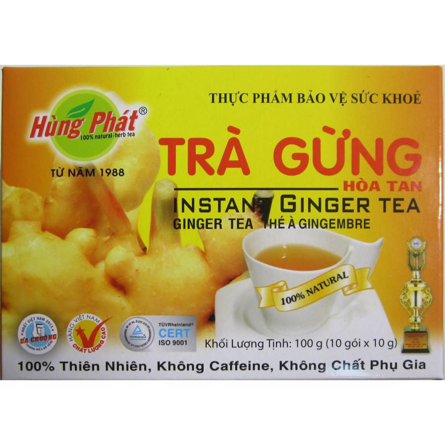 Trà gừng hòa tan hùng phát hộp 200g nha khách chất lượng đảm bảo an toàn cho người dùng và cam kết hàng đúng như mô tả