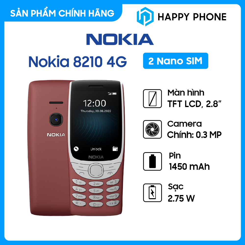Điện thoại nokia 8210 4g - hàng chính hãng, mới 100%, nguyên seal | bảo hành 12 tháng