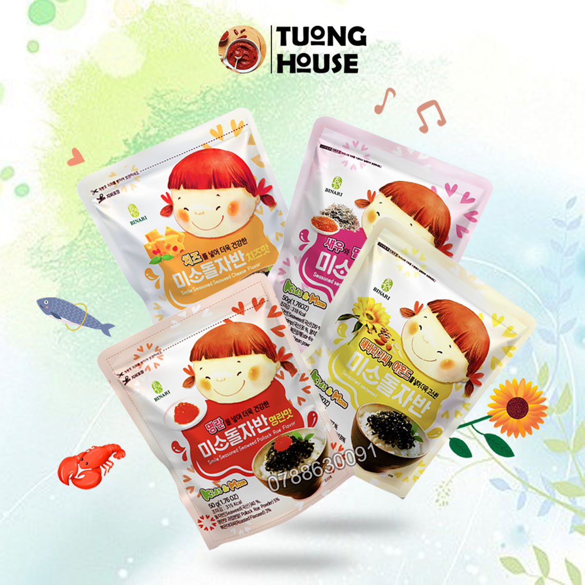 Rong biển ăn liền khô em bé cười trộn cơm rắc cơm 50gr