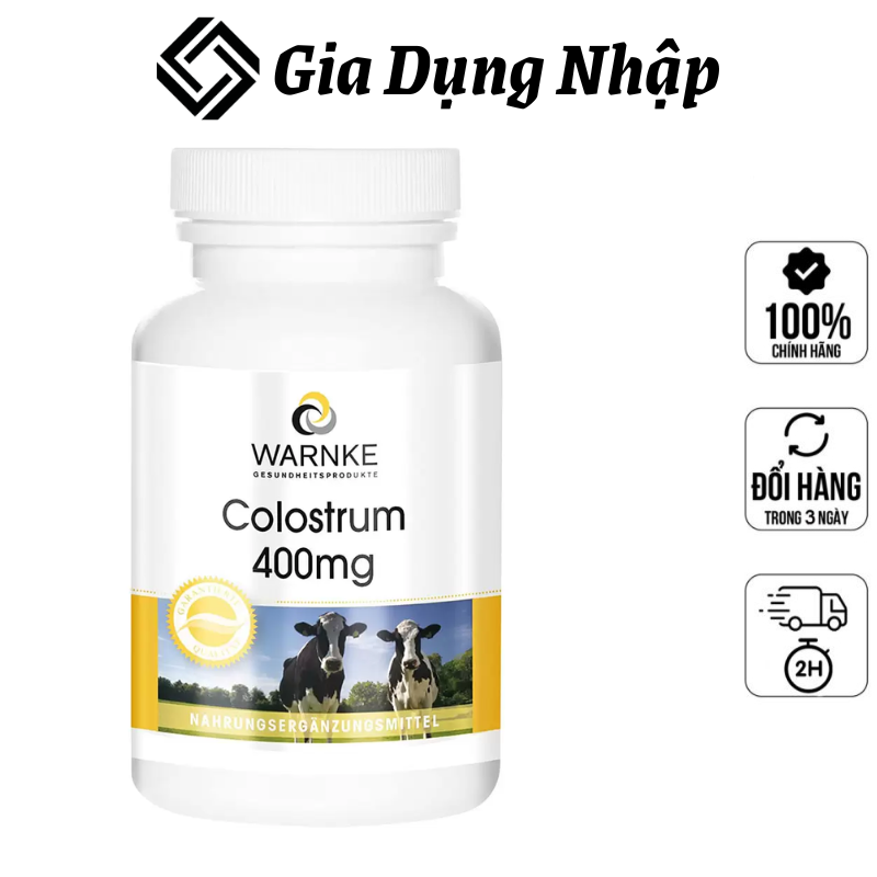 Viên uống sữa non warnke 41509 colostrum 400mg, 90 viên, thực phẩm chức năng, nhập đức, hàng chính hãng