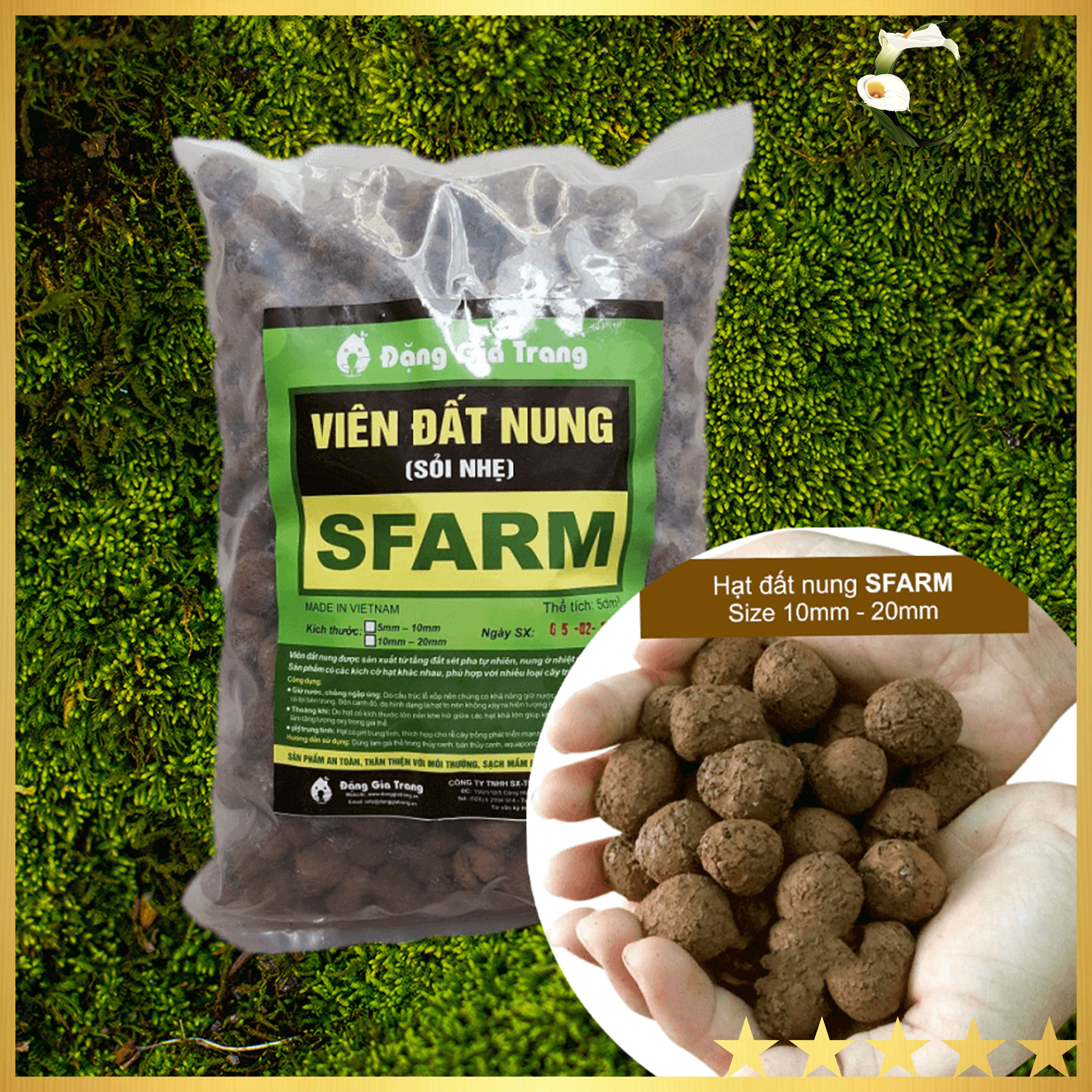 Viên đất nung SFARM size 10-20 mm trồng cây hoa kiểng, cây thủy canh, phong lan.