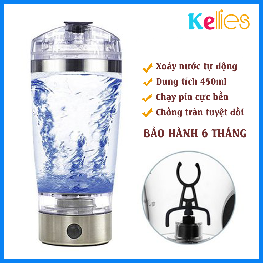 Bình Pha Nước Tự Động Dung Tích 450ml Cực Tiện Lợi - Bình Đựng Nước Tập GYM Đánh Tan Cực Nhanh Pha Sữa Thức Uống Dinh Dưỡng, Bình Đựng Nước BH 6 Tháng