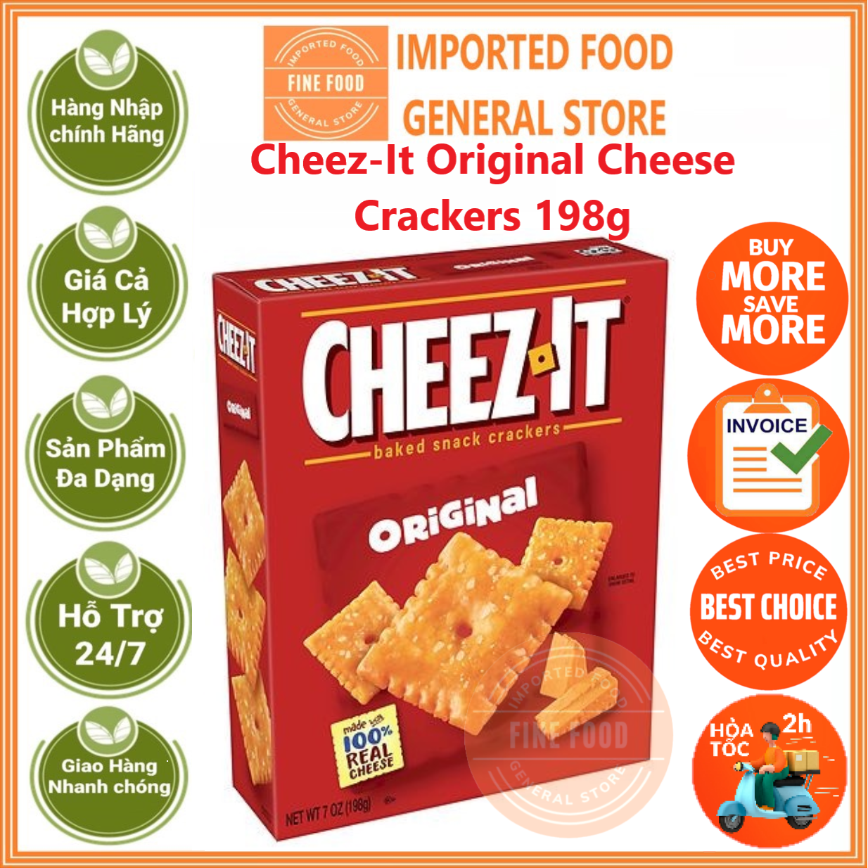 Bánh Cracker Giòn Phô Mai Truyền Thống Cheez-It Original Cheese Crackers, Hộp 198g