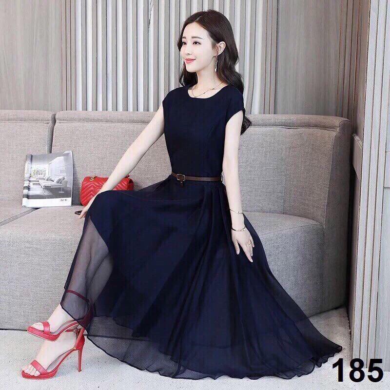 Đầm voan thanh lịch kèm thắt lưng