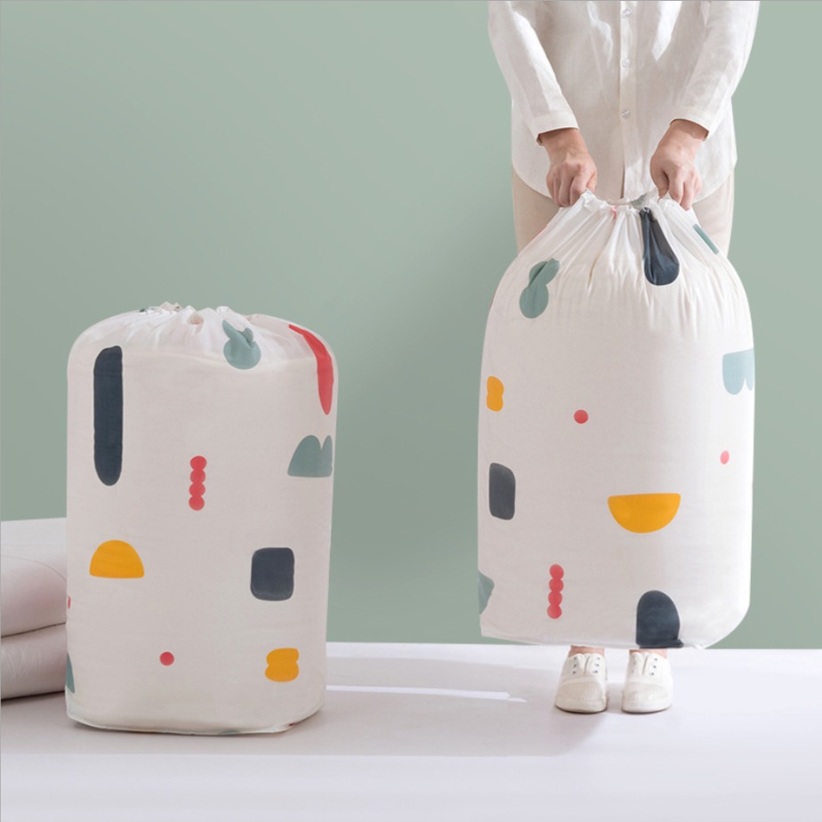 (Loại TO 90x45cm) Túi đựng chăn ga gối mèn quần áo chất liệu PEVA chống ẩm hình trụ