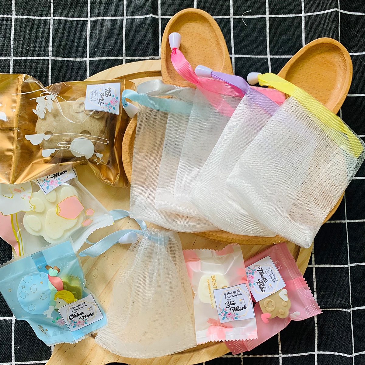 Combo 3 lưới tạo bọt - túi lưới tạo bọt xà phòng handmade